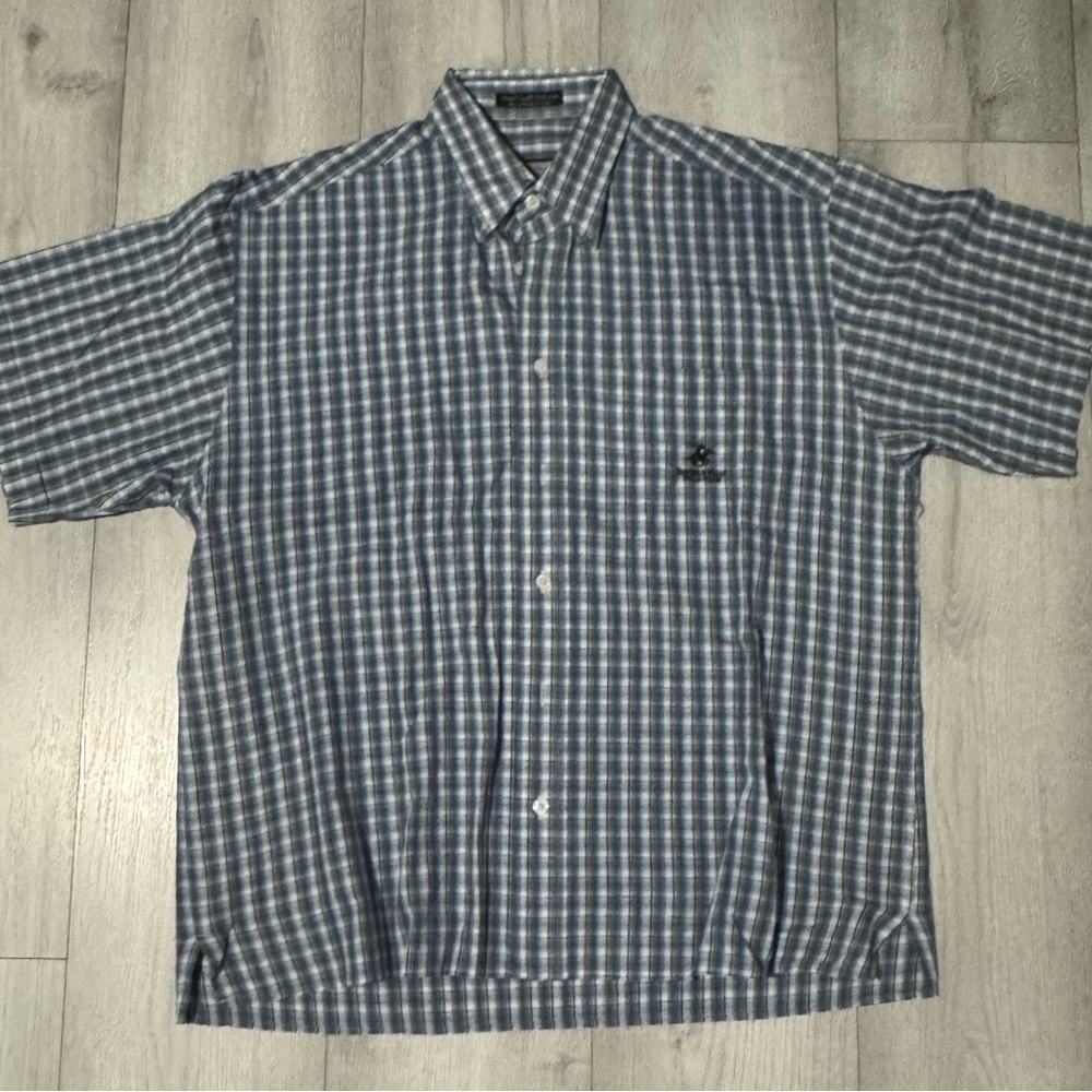 Beverly Hills Polo Club Blue Plaid Men's Shirt